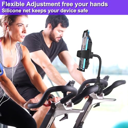 Phone Holder Bike Mount for Peloton Treadmill - Universal Goosencek Holder Fit Spin Bike, Indoor Exercise Bicycle, Mic Stand, Scooter, Stroller, Wheelchair - Fit All 4-7" Cell Phones & iPhone