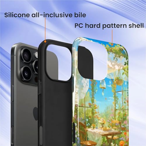 Case for iPhone 16 Pro, Shockproof Hybrid Protective Phone Case, Dual-Layer Drop Protection Anti-Scratch, Sunny Garden - color: Sunny Garden, size: iPhone 16 Pro