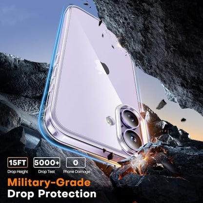 TAURI for iPhone 17 Case, Camera Control Anti-Yellowing, with Screen Protector, Military-Grade Protection Shockproof Phone Case for iPhone 17, Clear - color: B-Button Clear