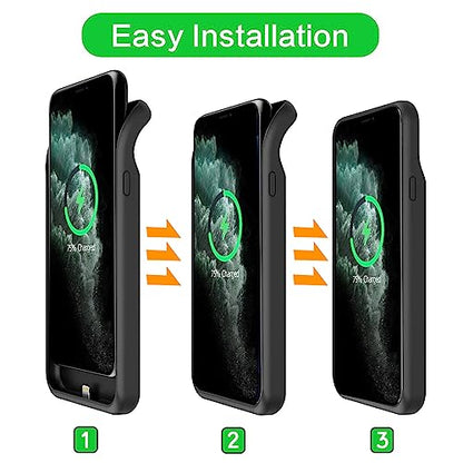 Battery Case for iPhone 11 Pro, Upgraded 10000mAh Battery Pack Rechargeable Charger Case with Carplay Wireless Charging Compatible with iPhone 11 Pro (5.8 inch) External Charging Clip(Black) - size: iPhone 11 Pro