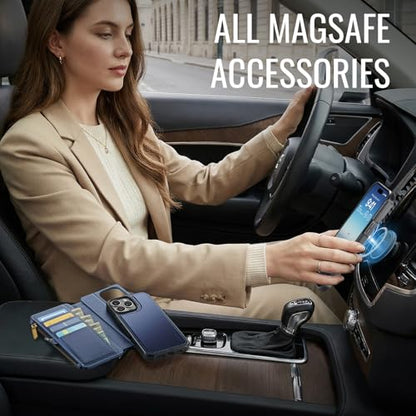 for iPhone 16 Pro Max - Phone Case Wallet Magnetic, Navy Blue - color: Navy Blue, size: iPhone 16 Pro Max
