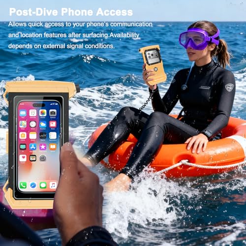 100FT/30M Gen 5 Diving Phone Case, Full Touchscreen Underwater Housing for iPhone 17-12 Pro Max & Samsung Galaxy S26 - S21, IPX8 Scuba Photo/Video Waterproof Case - color: Black_Orange