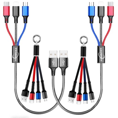 3 in 1 Nylon Braided Charging Cord Set,4Pack Multifunction USB Charger Cable Kit,Multiple Fast Charger Cords Suit for Car,Home,Office,Travel
