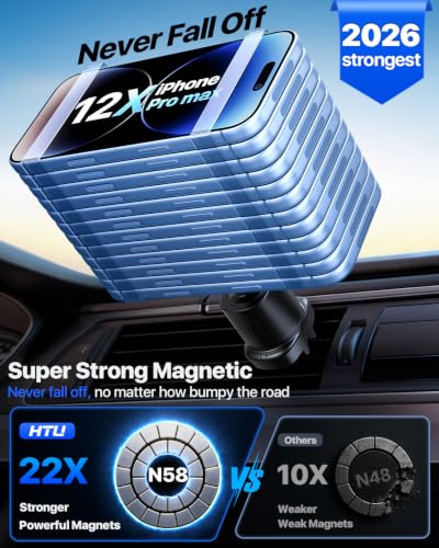 HTU【Military-Grade 85LBS Strongest Suction Upgraded for Magsafe Car Mount - color: Black