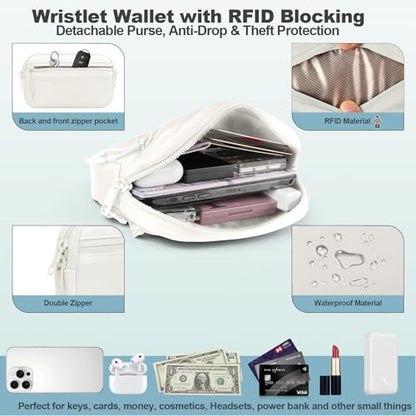 YFWE Clip and Go Strap for Phone with Wallet Crossbody, Adjustable Phone Lanyard with Detachable RFID Wristlet Wallet, Pattern Strap - Cream (L) - color: Cream-pattern Strap, size: Large