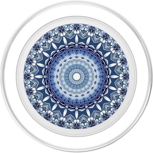 Cell Phone Pop Out Button Holder Mandala Floral Sky Blue PopSockets PopGrip: Swappable Grip for Phones & Tablets PopSockets PopGrip for MagSafe - style: Magnetic PopGrip