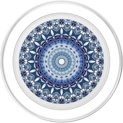 Cell Phone Pop Out Button Holder Mandala Floral Sky Blue PopSockets PopGrip: Swappable Grip for Phones & Tablets PopSockets PopGrip for MagSafe - style: Magnetic PopGrip