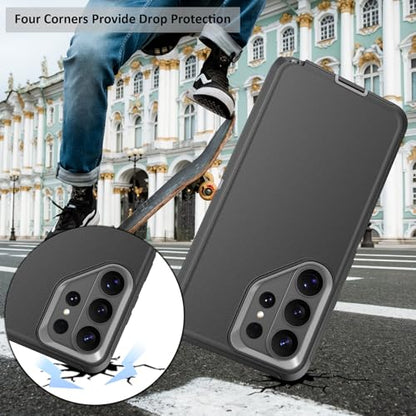 Compatible with Samsung Galaxy S26 Ultra Case, with Belt Clip Holster Heavy Duty Rugged Shockproof Full Body Protection Kickstand Cover for Samsung Galaxy S26 Ultra Phone (Black+Grey) - color: Black+Grey