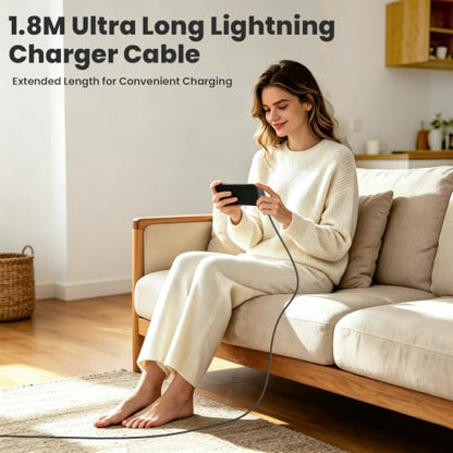 USB C to Lightning Charging Cable with Stand - 90 Degree 2 in 1 Invisible Holder Charger Cable for iPhone 14/13/12/11 Pro Max XS XR iPad, 27W PD Fast Charging Sideways Flat iPhone Cord Cable 6FT