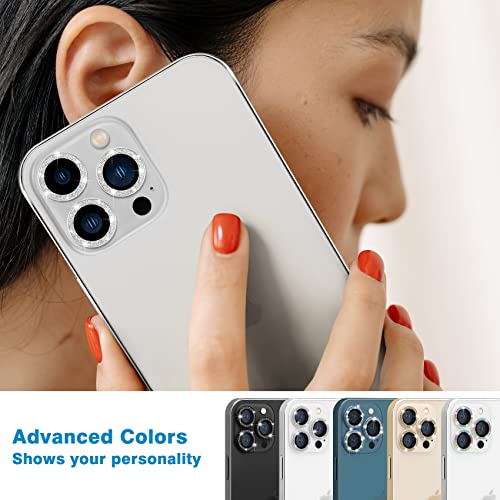 Compatible with iPhone 12 Pro Max Camera Lens Protector, Bling Glitter 9H Tempered Glass Camera Cover Anti Scratch Shockproof Screen Protector Individual Ring - 3Pcs Glitter Silver - color: Silver Glitter