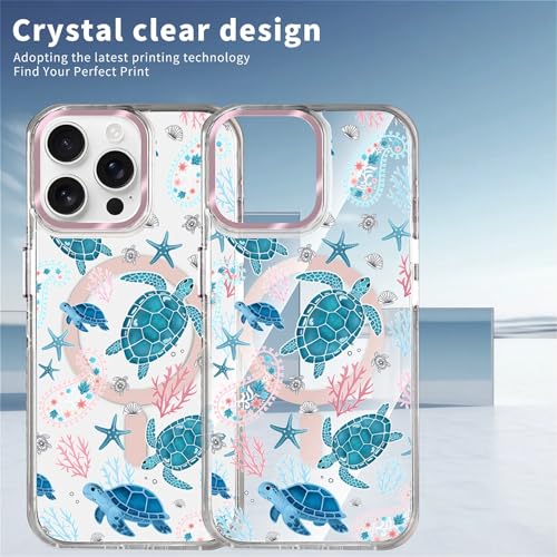 VisEnt Clear Case for iPhone 14 Pro Max, Magnetic Phone Case, Transparent Slim Cover, Military Grade Protection, Shockproof, Anti-Yellowing, Scratch Resistant, Sea Turtle Paisley - color: Sea Turtle Paisley, size: Iphone 14 Pro Max