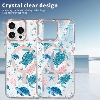 VisEnt Clear Case for iPhone 14 Pro Max, Magnetic Phone Case, Transparent Slim Cover, Military Grade Protection, Shockproof, Anti-Yellowing, Scratch Resistant, Sea Turtle Paisley - color: Sea Turtle Paisley, size: Iphone 14 Pro Max