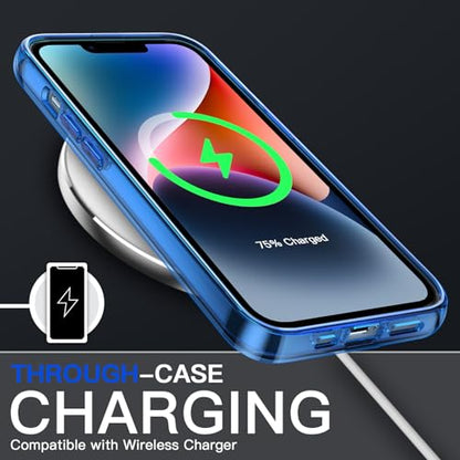 JETech Case for iPhone 14 Plus 6.7-Inch, Non-Yellowing Shockproof Phone Bumper Cover, Anti-Scratch Clear Back (Blue) - color: Blue, size: iPhone 14 Plus