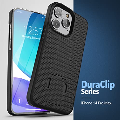 Encased DuraClip Holster Designed for iPhone 14 Pro Max Case with Belt Clip and Kickstand (Matte Black) (iPhone 14 Pro Max) - size: iPhone 14 Pro Max