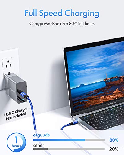 etguuds USB C to USB C Cable 4ft, 2-Pack 60W C to C Cable Fast Charging - color: Blue, size: 4ft