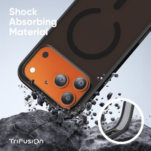 FLOLAB Surtect Tri-Fusion Magnetic for iPhone 17 Pro Case Protective Slim Design Magsafe Compatible Military Grade - Full Black Matte Translucent - color: Full Black Matte Translucent, size: iPhone 17 Pro