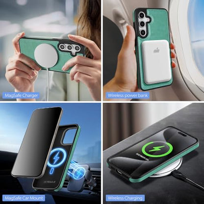 SkyEagle Compatible with Magsafe 2 in 1 Detachable Samsung Galaxy S25 Plus Wallet Case with Card Holder,Women Men Magnetic PU Leather RFID Blocking Flip Folio Kickstand Credit Slots,Blue Green - color: Blue Green, size: Samsung Galaxy S25 Plus - 6.7"