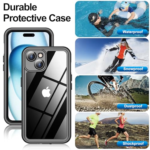 MOZOTER for iPhone 15 Plus Case Waterproof with Clear Sound | [IPX8 Underwater Case][Full Body Shockproof & Dropproof]Built-in Screen Protector for iPhone 15 Plus 6.7 inch-Black - size: For iPhone 15 Plus-6.7"