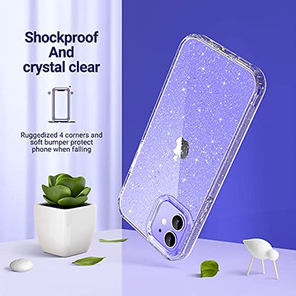 ULAK Compatible with iPhone 12 Case Clear Glitter, Transparent | Sparkle Bling Soft TPU Women Girls Shockproof Protective Phone Case Designed for iPhone 12 & iPhone 12 Pro 6.1 inch - color: Clear