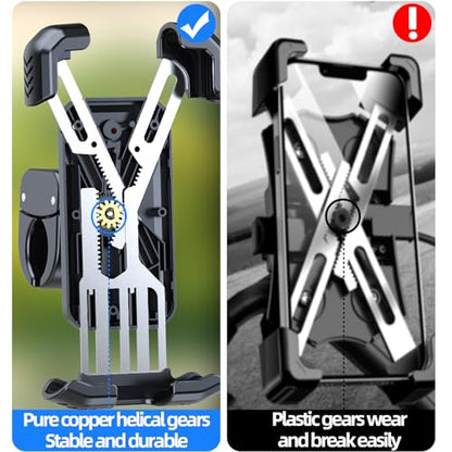 Bicycle Phone Holder - Universal Motorcycle Handlebar Mount, Adjustable for iPhone Samsung & Smartphones, Easy Installation for Road Mountain Bikes, Electric Scooter & Stroller