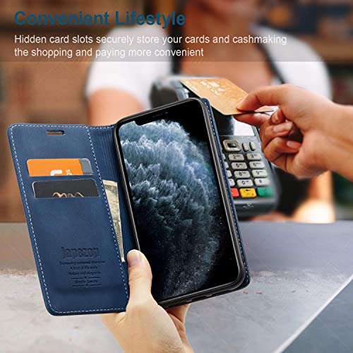 japezop Compatible with iPhone 11 Pro Case Wallet with [RFID Blocking] Credit Card Holder, Leather Flip Book Phone Case for iPhone 11 Pro(Blue) - color: Blue, size: iPhone 11 Pro 5.8 Inch