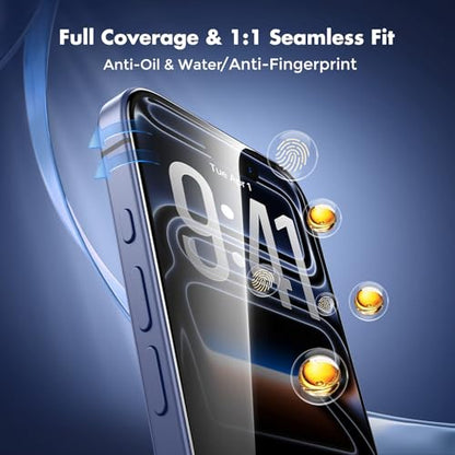 UNBREAKcable Privacy Screen Protector for iPhone 17 Pro, Full Coverage Shatterproof Tempered Glass [True 28°Anti Spy] [9H Hardness] [Easy Installation Frame] 2-Pack Private Screen for iPhone 17 Pro - size: iPhone 17 Pro