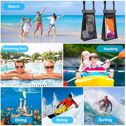 Large Capacity Waterproof Phone Pouch Floating, Waterproof Bag Case for iPhone 15 14 Pro Max 13 12 11 X XR 8 Plus Samsung Up to 6.9'', IPX8 Water Proof Phone Dry Bag for Swimming Kayaking, 1Pack - color: Black,1 Piece