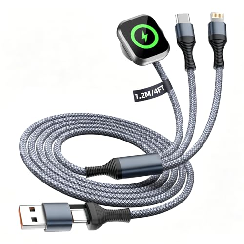 Cruise Essentials 2026,3 in 2 Multi Charging Cable for iPhone Watch Charger - color: Ash Gray&White, size: AC to C+L+iWatch