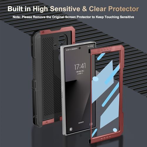 Rugged Armor Case for Samsung Galaxy Z Fold 7 5G, Military Grade Shockproof Protective with Kickstand, Built-in Screen Protector, Metal Bumper & Full Hinge Protection Cover, Red - color: Red