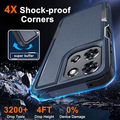 for Moto G 5G 2025 Case, Full Body Heavy Duty Rugged Shockproof Protective Phone Cover with Lanyard Strap, Tempered Glass Screen Protector, Navy Blue | with Tempered Glass Screen Protector+Lanyard Strap,Rugged Shockproof Protective Phone Case - color: Nav