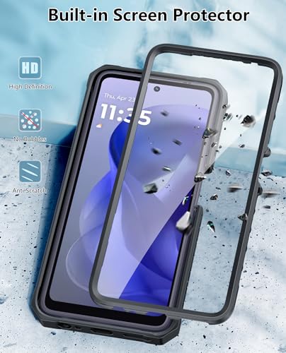 FNTCASE for Motorola Moto G Power 5G 2025 Case with Belt Clip and Kickstand | Built-in Screen Protector, 20FT Military-Grade Drop Protection, Rugged Heavy Duty Shockproof Holster Protective Cover - color: Black