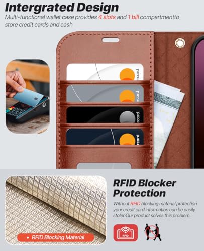 OCASE for iPhone 16 Pro Max Case Detachable Wallet Case with Card Holder, 2 in 1 Pu Leather Flip Folio with RFID Blocking Stand Wrist Strap Shockproof Phone Cover 6.9 Inch 2024, Dark Brown | RFID Blocking with Card Holders, Kickstand Flip PU Leather Phone