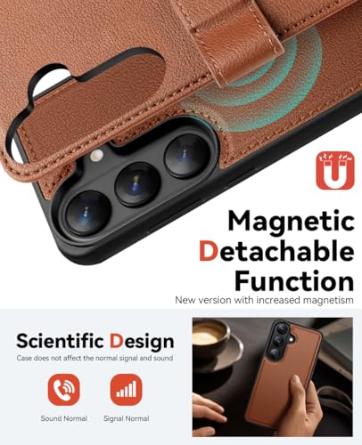 OCASE for Samsung Galaxy S26 Detachable Wallet Case with Card Holder, [2 in 1] PU Leather Flip Folio Case with RFID Blocking Stand Wrist Strap Shockproof Phone Cover 2026, Litchi Brown - color: Litchi Brown, size: Samsung Galaxy S26