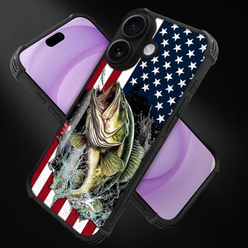 case for iPhone 17,Compatible with Magsafe,All-Round Protection Shockproof Anti-Scratches TPU Case Cover-Vital Bass Fish American Flag - color: Vital bass fish American flag, size: IPhone 17
