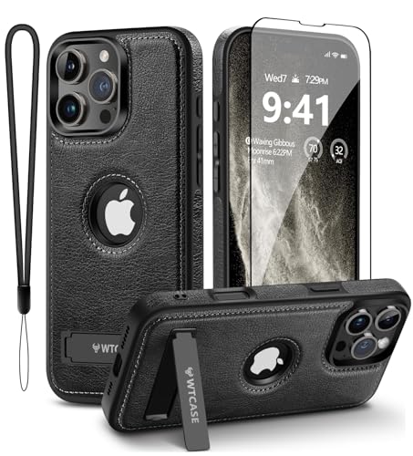 WTCASE Magnetic for iPhone 16 Pro Leather Case,Built-in Invisible Stand [Compatible with Magsafe] Protective Slim Kickstand Phone Cover Compatible with iPhone 16 Pro (2024) 6.3" (Black) - color: Black, size: iPhone 16 Pro - 6.3"
