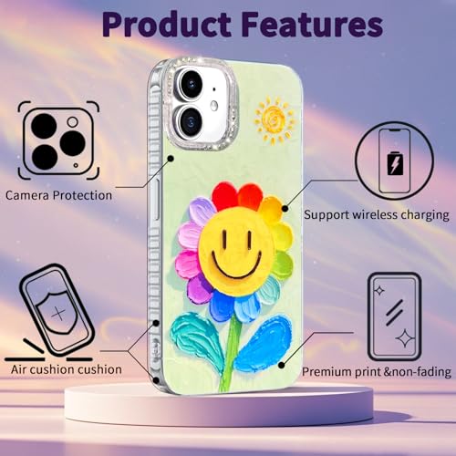 Compatible with iPhone 11 Case,with [Soft Slim][Camera Protection] Cute Rainbow Flower Aesthetic Phone Cover Anti-Yellowing Shockproof Protective Cover for Women Girl-Green - color: Green, size: iPhone 11