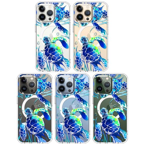 MOSNOVO Case for iPhone 13 Pro, [Compatible with Magsafe] [Buffertech 6.6ft Military-Grade Drop Protection] [Anti Peel Off Tech] Clear Phone Case Design - Sea Turtles - color: Sea Turtles, size: iPhone 13 Pro