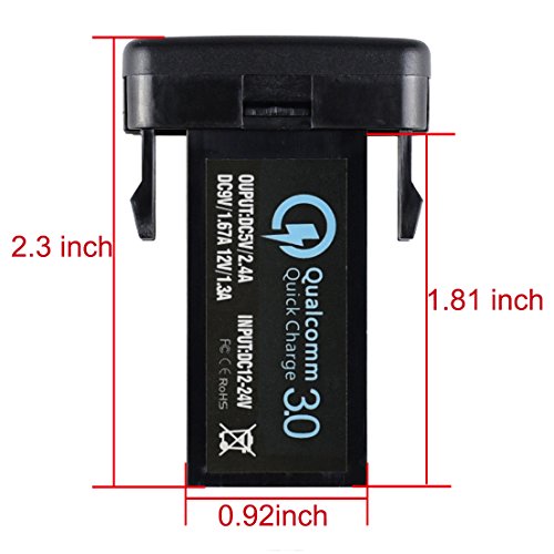 Dual USB Port Charger Socket Quick Charge 3.0 & 2.4A for Toyota - color: QC 3.0 & 2.4A - 1.57*0.87 inch