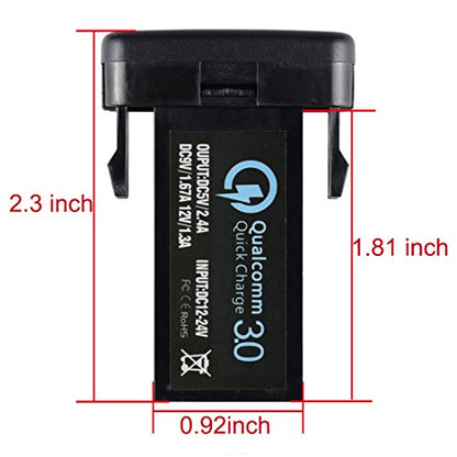 Dual USB Port Charger Socket Quick Charge 3.0 & 2.4A for Toyota - color: QC 3.0 & 2.4A - 1.57*0.87 inch