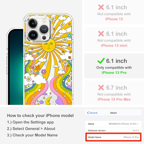 MOSNOVO Compatible with Magsafe Designed for iPhone 13 Pro Case, [Buffertech 6.6 ft Drop Impact] Shockproof TPU Protective Bumper with Hard Back 70's Psychedelic Groovy Art Phone Case - Clear - color: 70's Psychedelic Groovy Art, size: iPhone 13 Pro