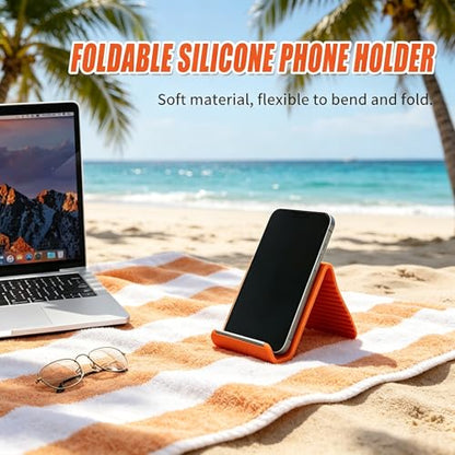 Portable Foldable Silicone Aluminum Phone Holder, Upgrade Flexible Silicone Phone Stand, Adjustable Anti-Slip Desktop Mount for Home Office Travel, Folded into Any Shape (Black) - color: Black