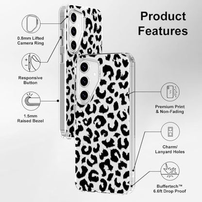 MOSNOVO Case for Samsung Galaxy S24 FE, [Buffertech 6.6ft Military-Grade Drop Protection] [Anti Peel Off Tech] Clear TPU Bumper Phone Case Cover Design - Black Leopard Print - color: Clear - Black Leopard Print, size: Samsung Galaxy S24 FE