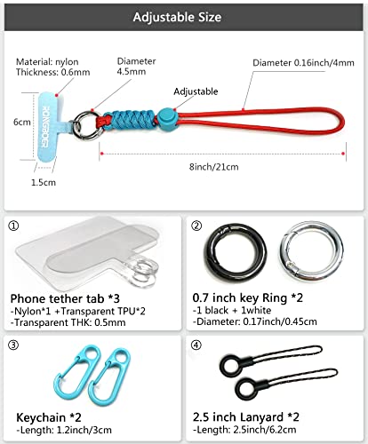 Adjustable Phone Wrist Strap for Women, Woven Bracelet for Keys - color: Bue Red