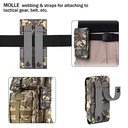 Tactical Molle Phone Holster Pouch, Universal Belt Waist Bag for iPhone 17 Pro Max/17 Pro/17/16 Pro Max/15 Pro Max/14 Pro Max/13/12, Samsung S25 Ultra/S24/S23, Size L - color: Gray Camo(1 Pack)