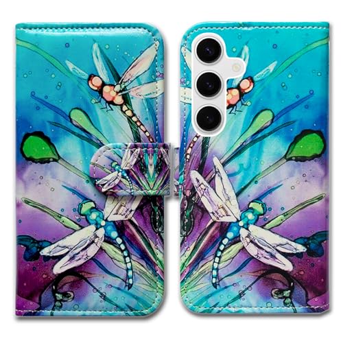 Bcov Case for Galaxy S26,Cute Dragonfly Leather Flip Phone Case Wallet Cover with Card Slot Holder Kickstand Case for Samsung Galaxy S26 - color: Cute Dragonfly Style