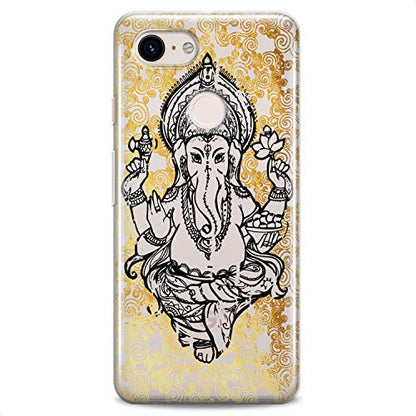 TPU Case Compatible for Google Pixel 9 8 Pro 7a 6a 5a XL 4a 5G 2 XL 3 XL 3a Hilarious Lotus Black Ganesha Indian Slim fit Hinduism Soft Design Clear Cute Elephant Flexible Silicone Print - color: Ganesha Print