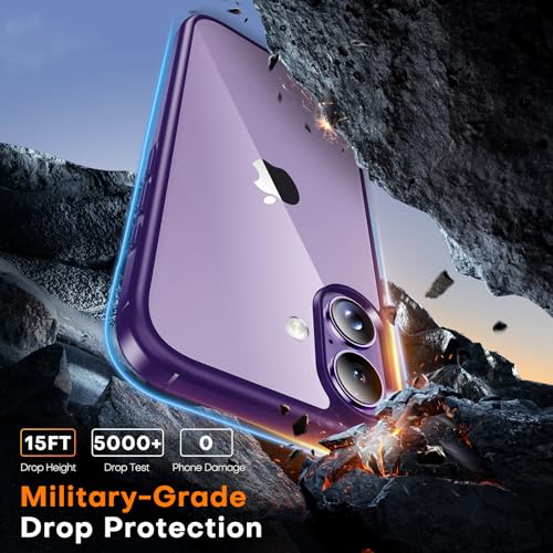 TAURI for iPhone 17 Case, Anti-Yellowing with Screen Protector, Military-Grade Protection Shockproof Slim Phone Case for iPhone 17, Purple - color: E-Purple