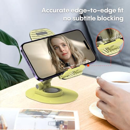 Foldable Desktop Phone Holder, Phone Holder on Desk Compatible with iPhone15, 14, 13 Pro Max Mini, Suitable for 3.5-12.9 inch Phones and Tablet Computer. (Yellow) - color: Yellow