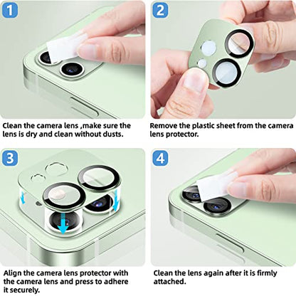 Korecase [ 2 Pack Camera Lens Protector for iPhone 12, Aluminum Metal Lens Film, 9H Hardness Tempered Glass Camera Screen Cover,Bubble Free,Strong Stickiness Case Friendly - Black - color: Black