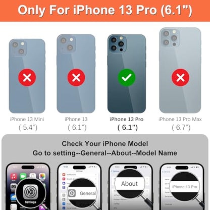 iCoverCase Compatible with iPhone 13 Pro Wallet Case, RFID Blocking Genuine Leather Magnetic Case with Wrist Strap and Card Slots Kickstand Feature Flip Cover 6.1 Inch (Red) - color: Red, size: iPhone 13 Pro